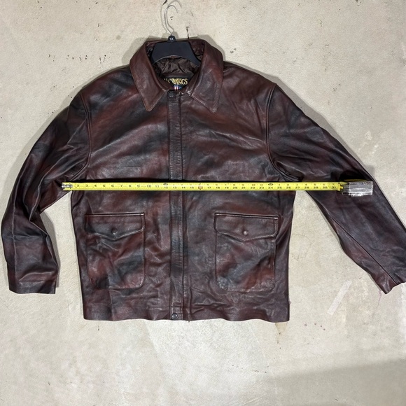 US Wings XXL Brown Leather Jacket Full Zip Snap Pockets Made in Pakistan 30-1415 - Picture 12 of 15